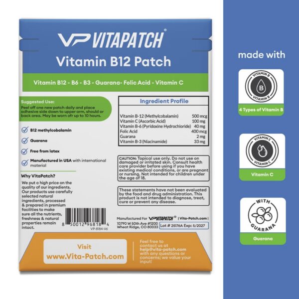 Embalaje y caja de parches VitaPatch B12 energía