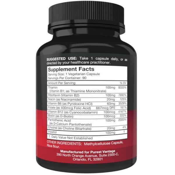 Embalaje Purest Vantage suplemento complejo vitamina B alta potencia