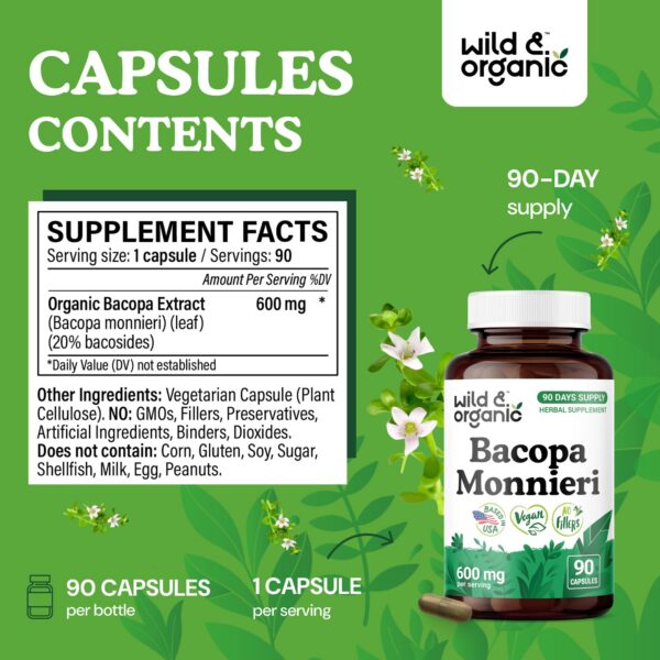 Version 1.0.0 Embalaje de suplemento de bacopa orgánico vegano 90 cápsulas