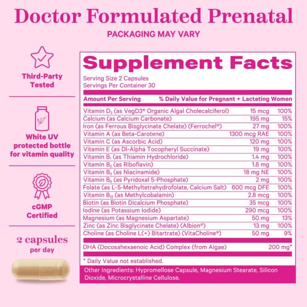 Embalaje vitamínico prenatal con mezcla de 14 nutrientes esenciales