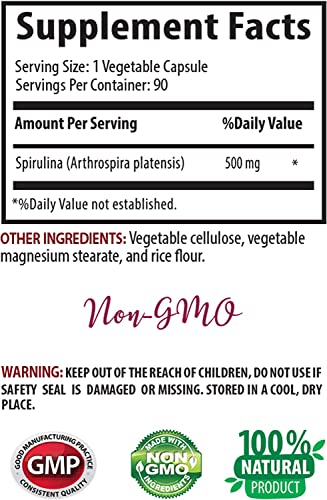 Embudo y cápsulas de espirulina 500 mg de Swan Life Essentials