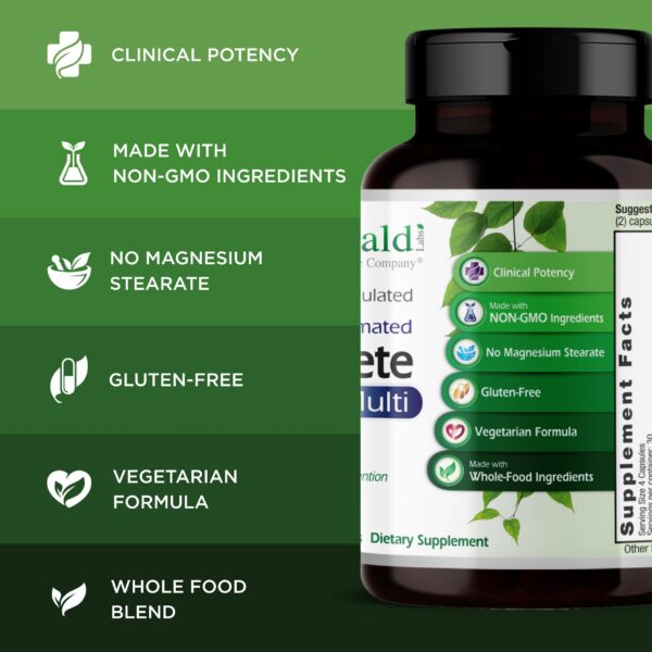 Envase con etiqueta Emerald Labs