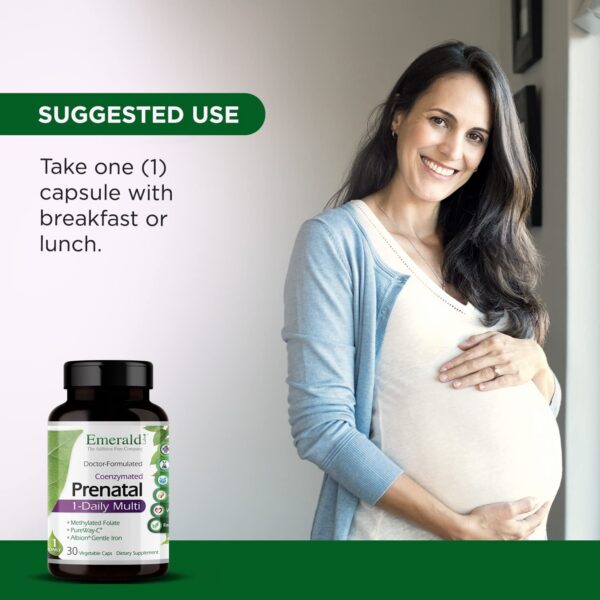 Cápsulas multivitamínico prenatal Emerald Labs en envase cerrado