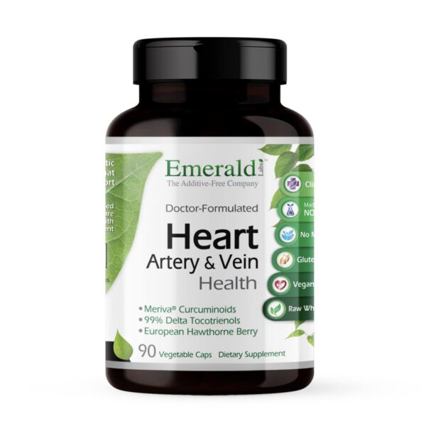 Frasco Emerald Labs salud cardiovascular 90 cápsulas vegetales