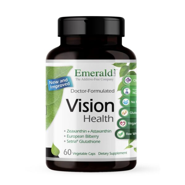 Emerald Labs Vision Health frasco y cápsulas