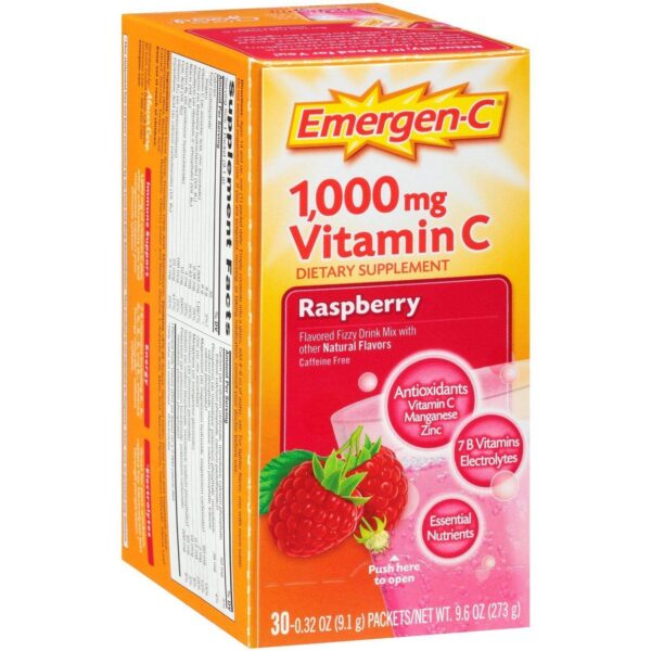 Emergen-C frambuesa suplemento vitamina c paquete tres