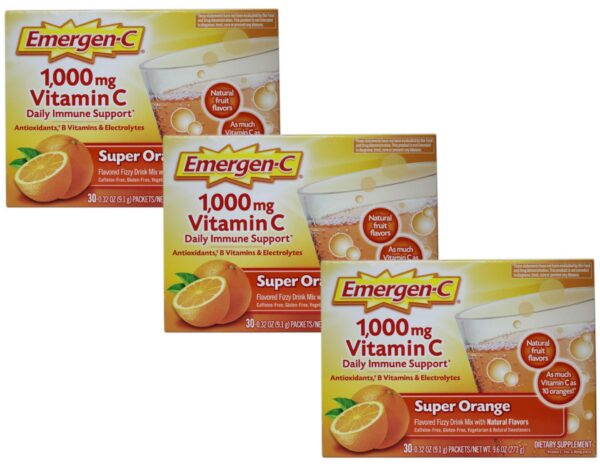 Emergen-C vitamina c suplemento efervescente sabor naranja paquete
