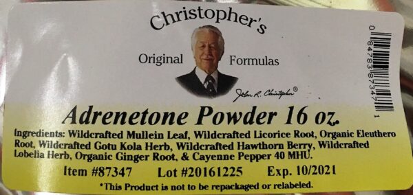 Empaque de Adrenetone en polvo Christophers Original Formulas 16 oz
