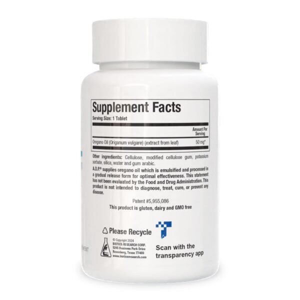 Empaque Biotics Research aceite orégano 50 mg salud digestiva