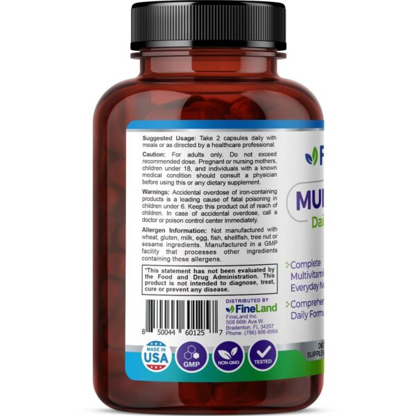Detalle del empaque de FineLand Multi-Vimin Daily Complete multivitamínico