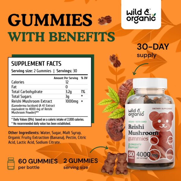 Version 1.0.0 Empaque frontal de caramelos Wild Organic Reishi 1000 mg