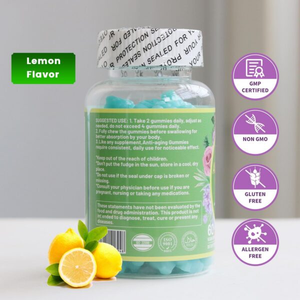 Empaque frontal gomitas antienvejecimiento Wins Town