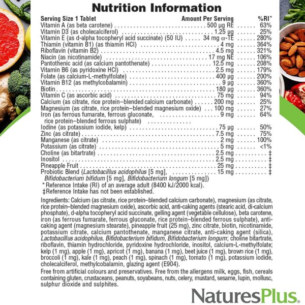 Version 1.0.0 Empaque frontal Natures Plus multivitamínico prenatal