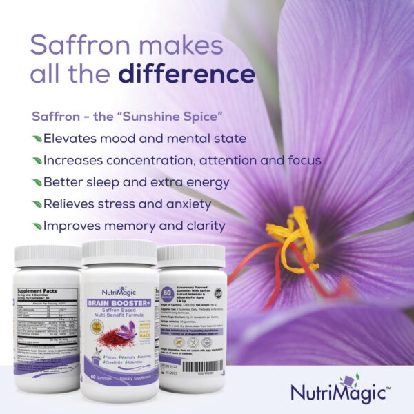 Empaque frontal NutriMagic Brain Booster+ gomitas sabor fresa