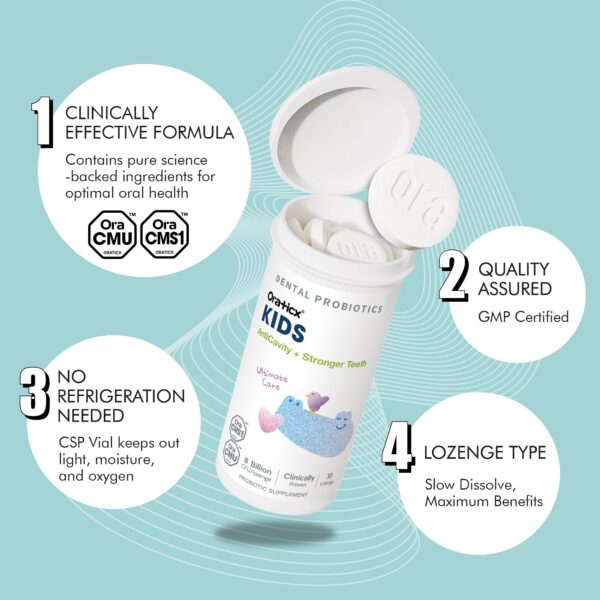 Version 1.0.0 Empaque frontal probióticos dentales niños OraTicx