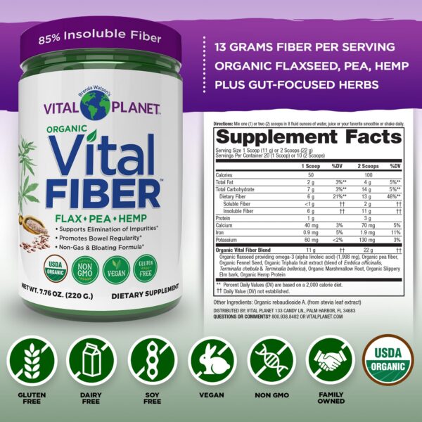 Empaque frontal suplemento Vital Fiber Vital Planet digestivo