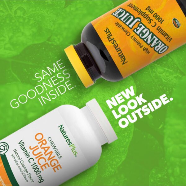 Empaque frontal Vitamina C NaturesPlus masticable jugo naranja