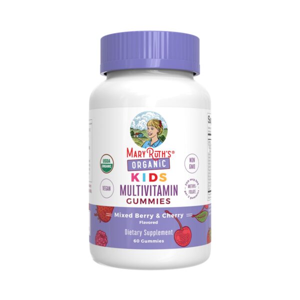 Empaque gomitas MaryRuth Organics para salud infantil multivitamínico y probiótico