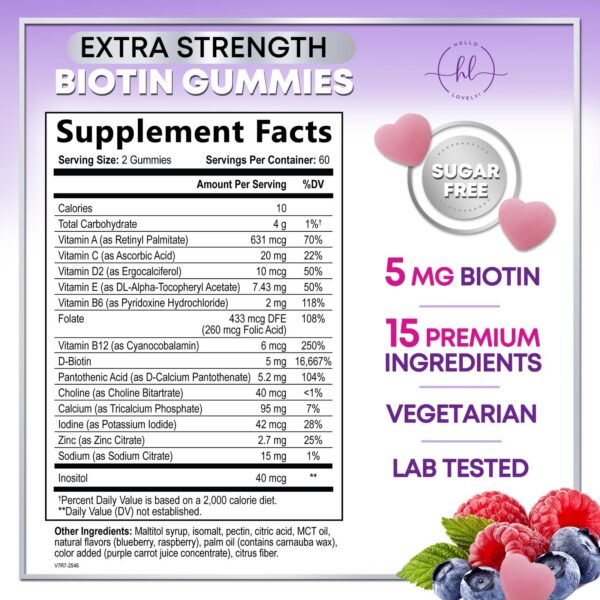 Empaque gomitas vitaminas para cabello y uñas sin azúcar