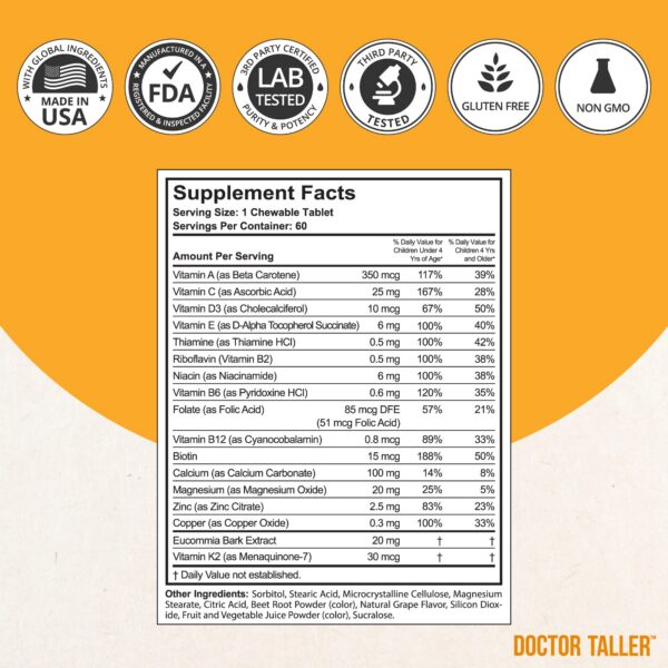 Empaque multivitaminas NuBest Doctor Taller para niños