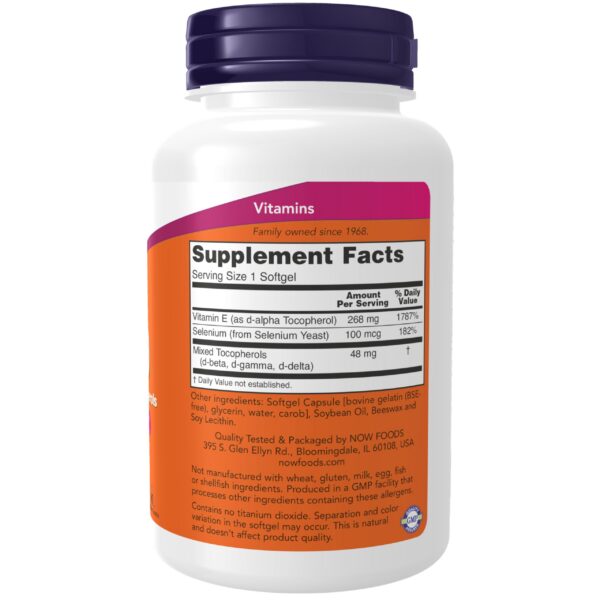 Empaque NOW Supplements vitamina E antioxidante