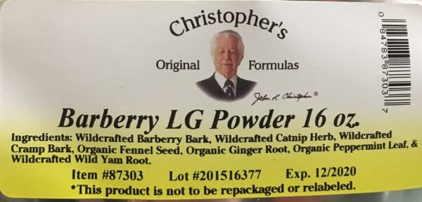 Empaque de polvo de barberry Christopher's Original Formulas 16 onzas
