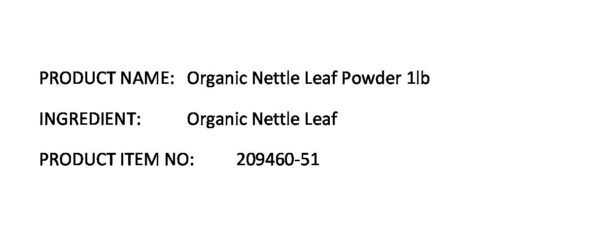 Empaque polvo orgánico hoja ortiga Starwest Botanicals 1lb bolsa