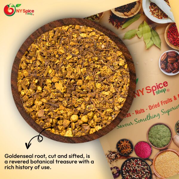 Detalle empaque resellable raíz Goldenseal NY Spice Shop