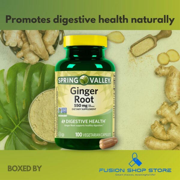 Version 1.0.0 Frontal del empaque de suplementos de jengibre orgánico 550 mg
