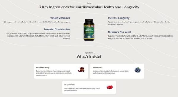 Empaque suplemento LONGEVI-Dk2 para salud a largo plazo