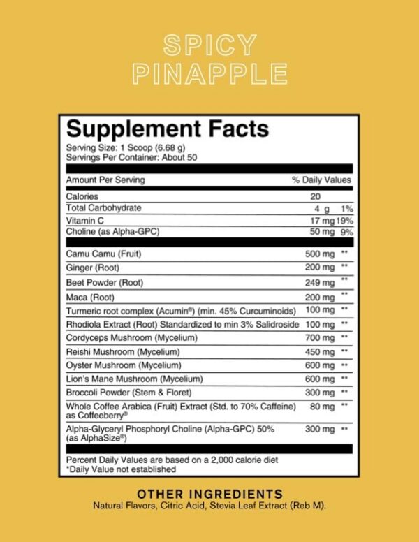 Version 1.0.0 Empaque suplemento nootrópico Roots Focus 50 servicios