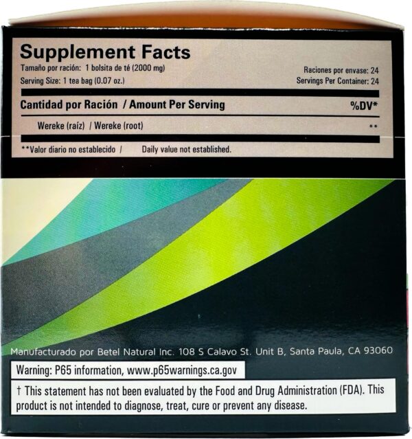 Version 1.0.0 Empaque té Wereke raíz natural Betel Natural