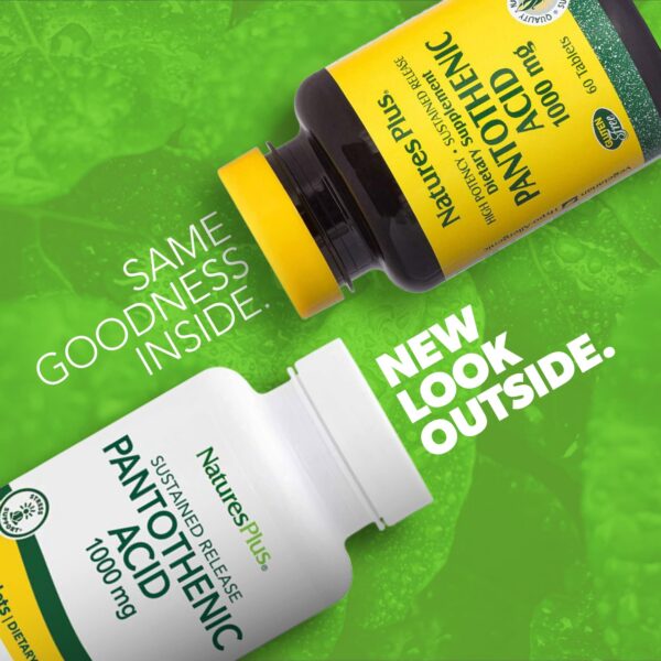 Empaque trasero NaturesPlus vitamina B5 tabletas