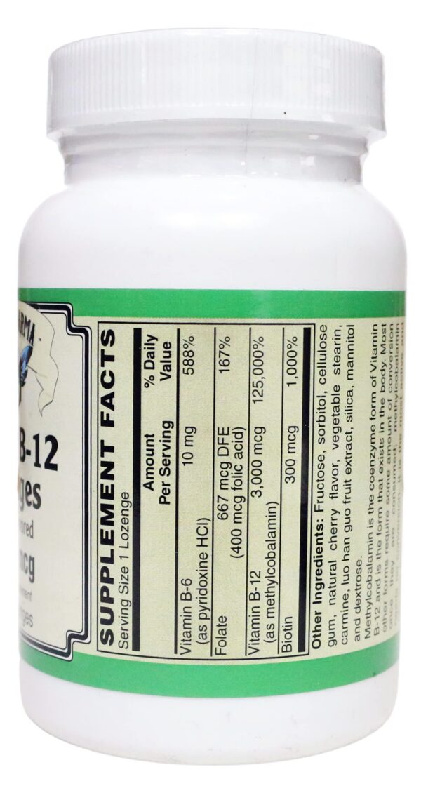 Empaque trasero pastillas Metil B-12 AlchePharma 100 unidades