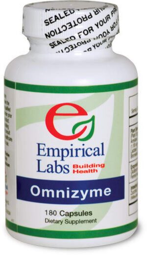 Version 1.0.0 Empirical Labs Omnizyme cápsulas frente a la botella