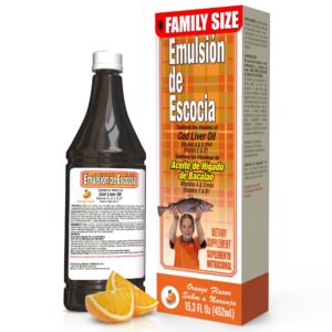 Version 1.0.0 Frasco de Emulsion de Escocia Naranja con etiqueta