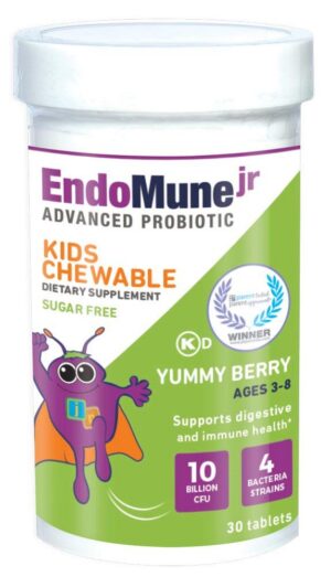 EndoMune Jr tabletas masticables probiótico para niños rosa