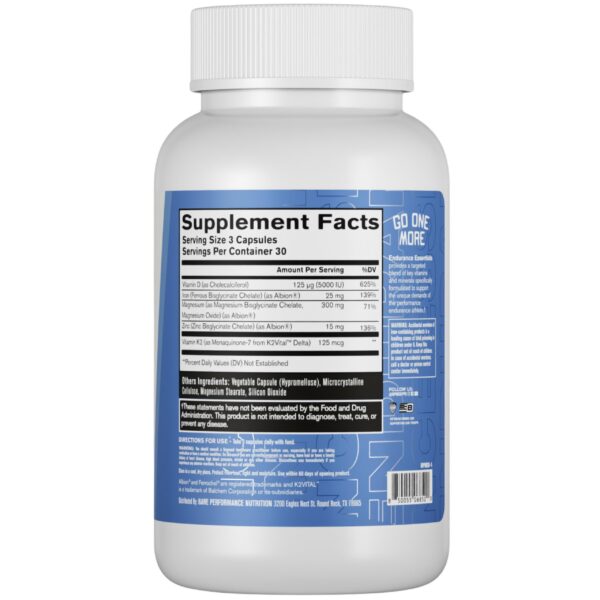 Version 1.0.0 Frasco de Endurance Essentials al lado