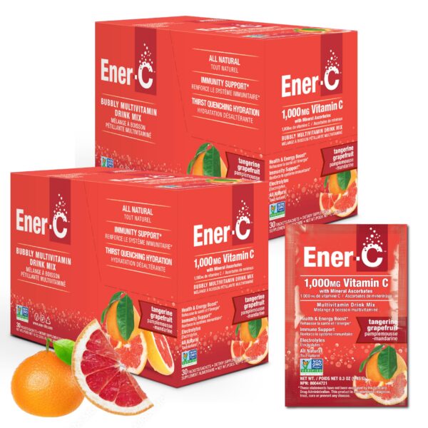 Caja frontal Ener-C multivitamínico sabor mandarina y toronja