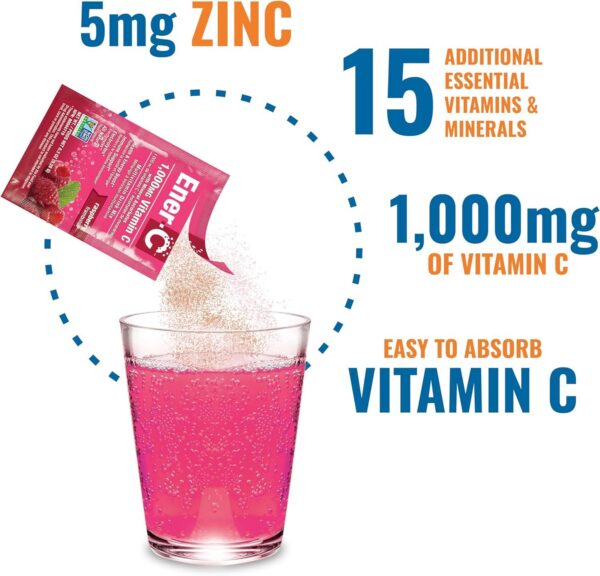 Ener-Life mezcla vitamina c multivitamínico sabor frambuesa efervescente