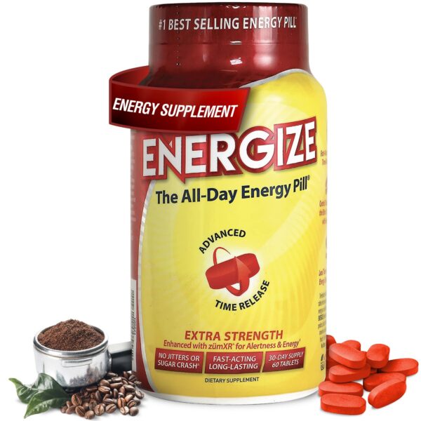 Energize cápsulas de cafeína extra fuerte caja frontal