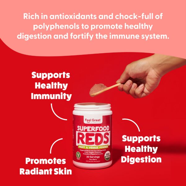 Version 1.0.0 Beneficios de energía y salud con Superfood Reds powder