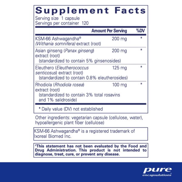 Version 1.0.0 Energy Xtra suplemento adaptógeno Pure Encapsulations