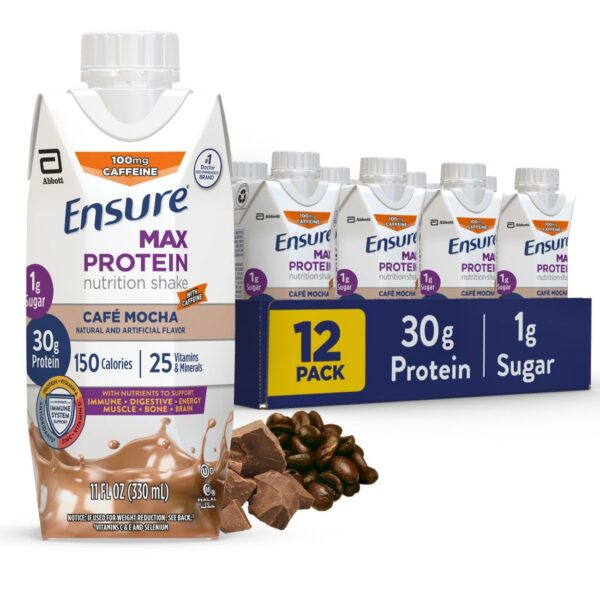 Version 1.0.0 Frente de la botella Ensure Max Protein Café Mocha