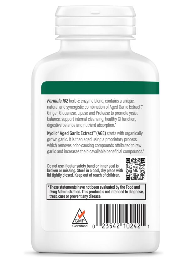 Envase de 200 cápsulas vegetarianas de ajo madurado Kyolic