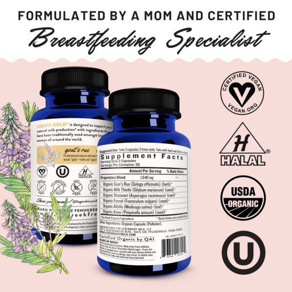 Envase 60 cápsulas Liquid Gold para lactancia orgánico