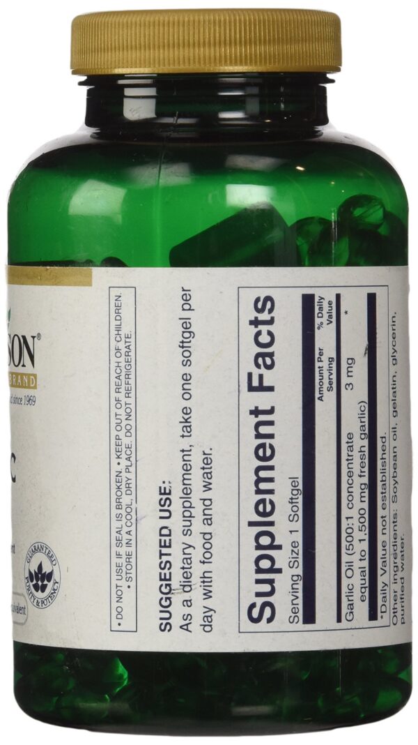 Envase aceite de ajo Swanson cápsulas blandas 500 unidades