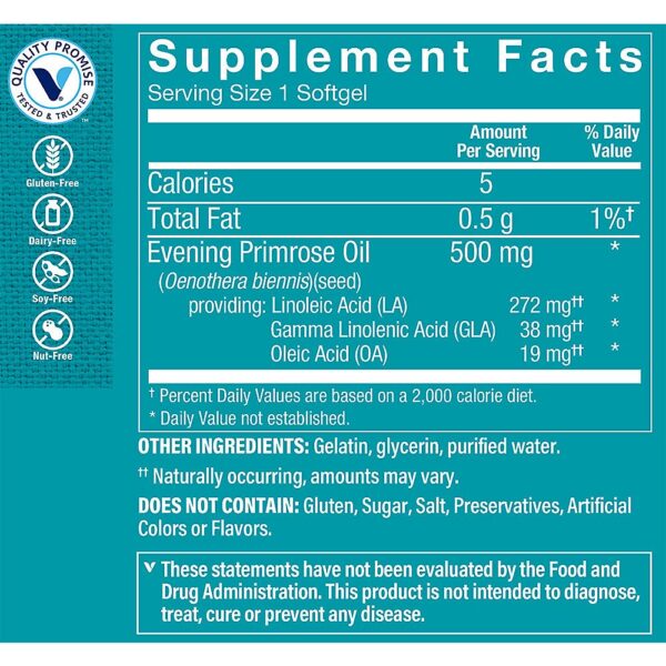 Envase aceite de onagra suplemento saludable para mujeres