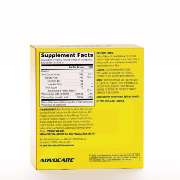 Version 1.0.0 Envase AdvoCare fibra polvo mezcla soluble insoluble