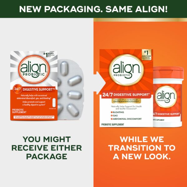 Version 1.0.0 Envase de Align probiótico para salud digestiva 56 cápsulas